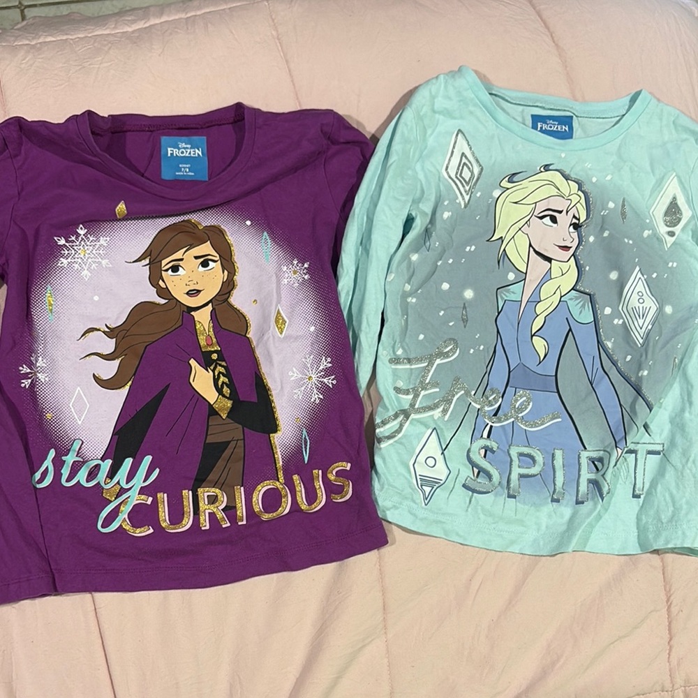 FROZEN Long Sleeve Kids Tees - Ana and Elsa